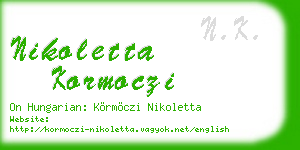 nikoletta kormoczi business card
