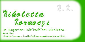 nikoletta kormoczi business card